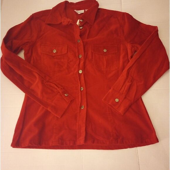 Kathy Ireland velvet button down with silver buttons and front pockets - Picture 7 of 11